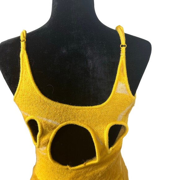 Interdee Viscose Yellow Cut Out Body Con Dress Size Small - Picture 7 of 7